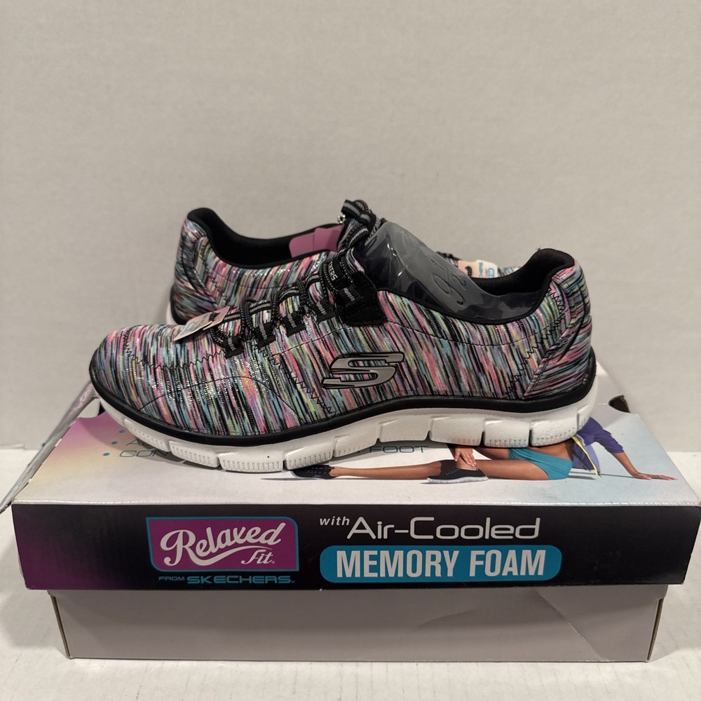 SKECHERS Relaxed Fit 12414/BKMT  Mesh Pink Black Women's Sneakers 9.5 new